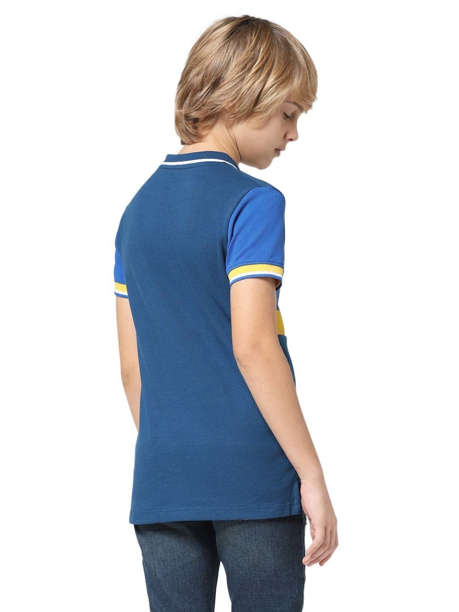 Jack & Jones Junior Navy Cotton Printed Polo T-Shirt