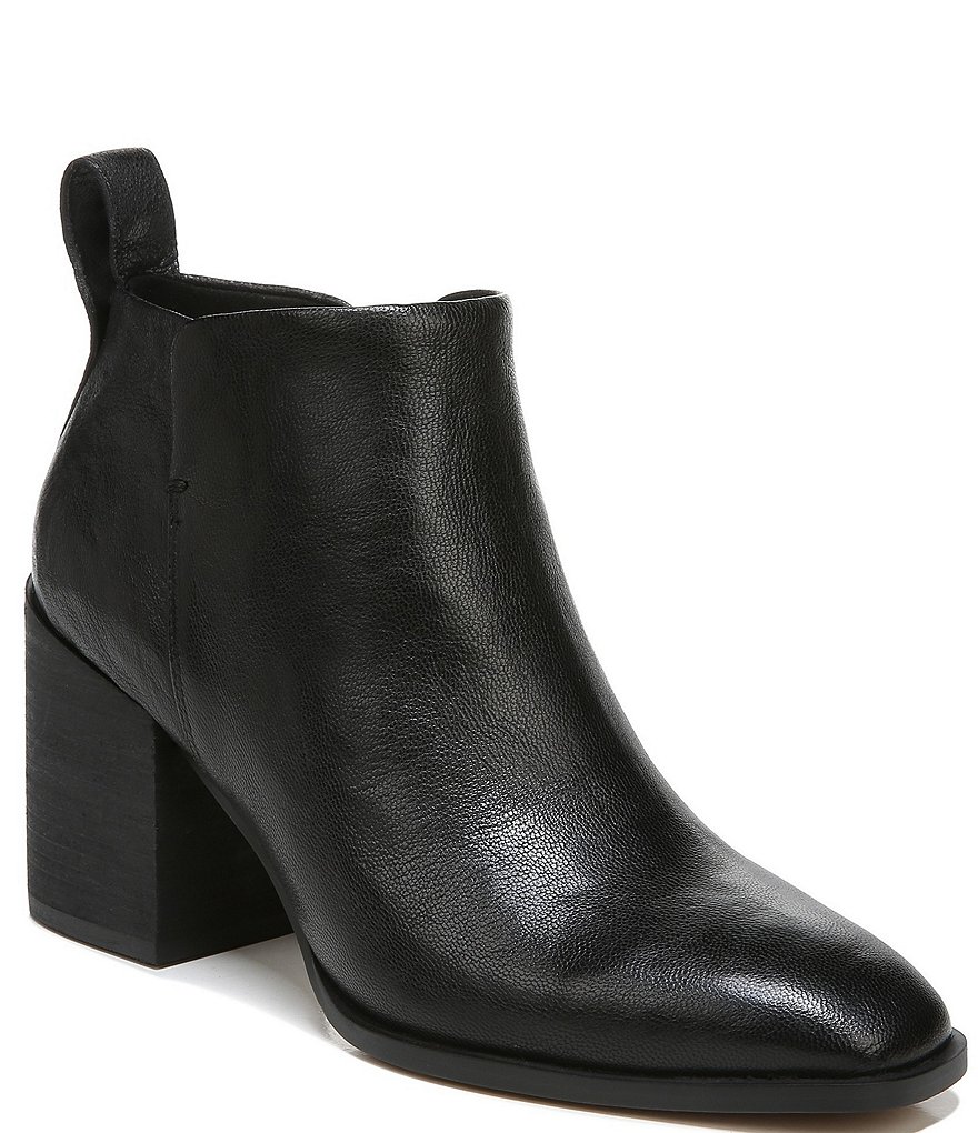 Vionic Lyssa Distressed Leather Square Toe Block Heel Booties