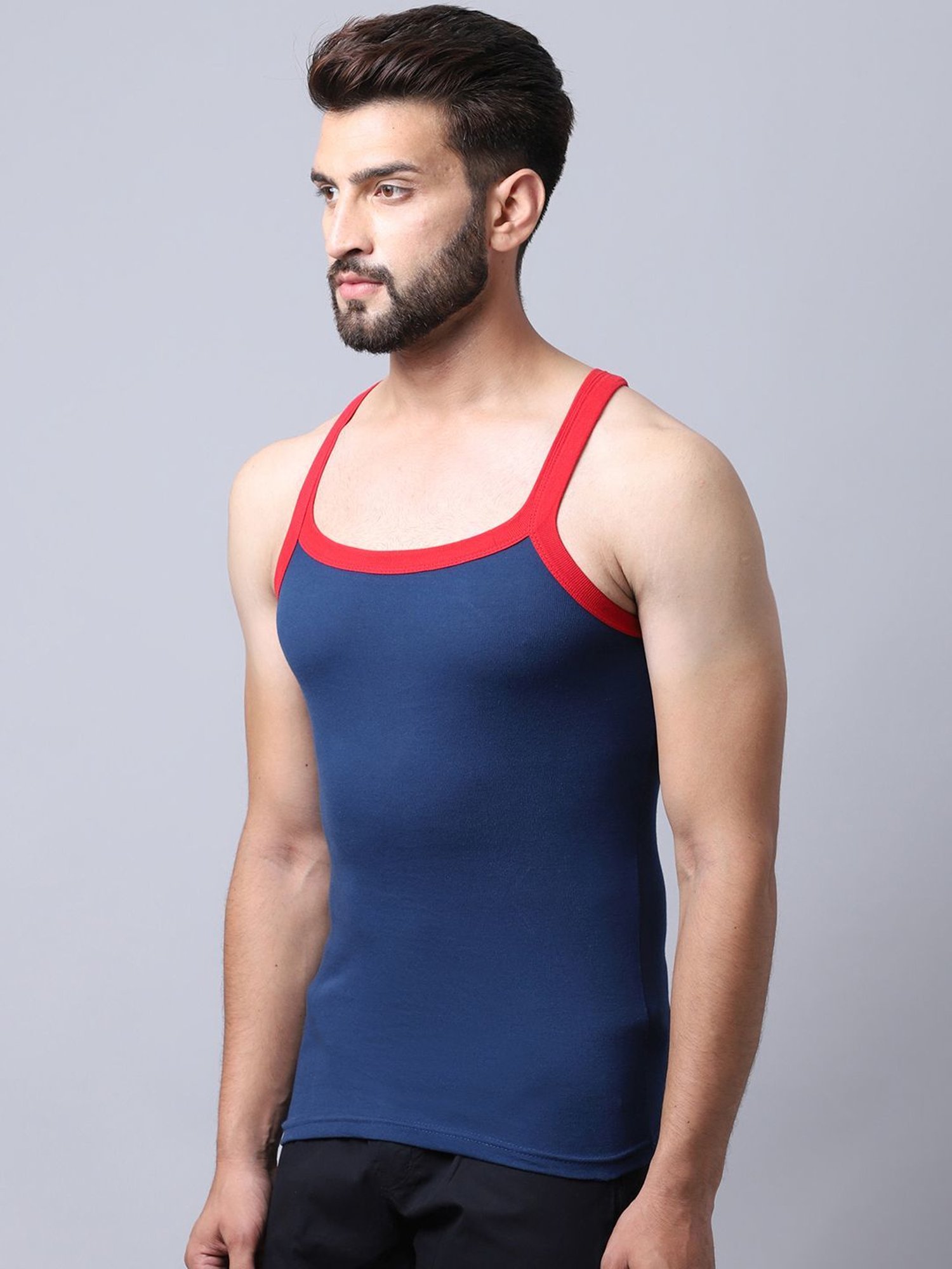 Cantabil Navy Blue Cotton Regular Fit Vest