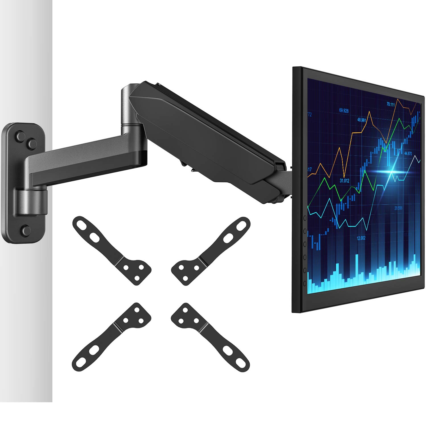 HUANUO Single Monitor Wall Mount-black with VESA Extension Kit for 17 to 32 Inch LCD Computer Screens