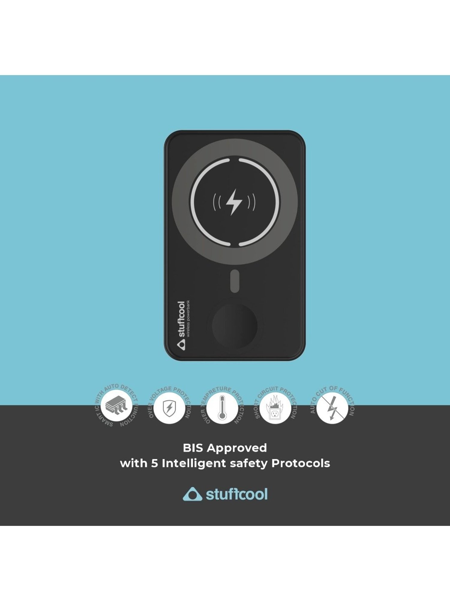 Stuffcool PB9063W 5000mAh Magnetic Powerbank Compatible with Apple Watch (Black)