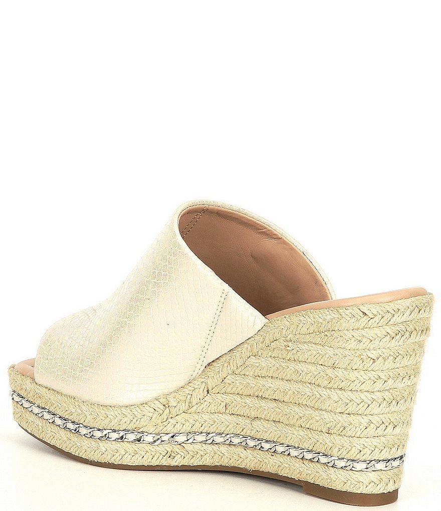 KARL LAGERFELD PARIS Corissa Embossed Snake Espadrille Wedges