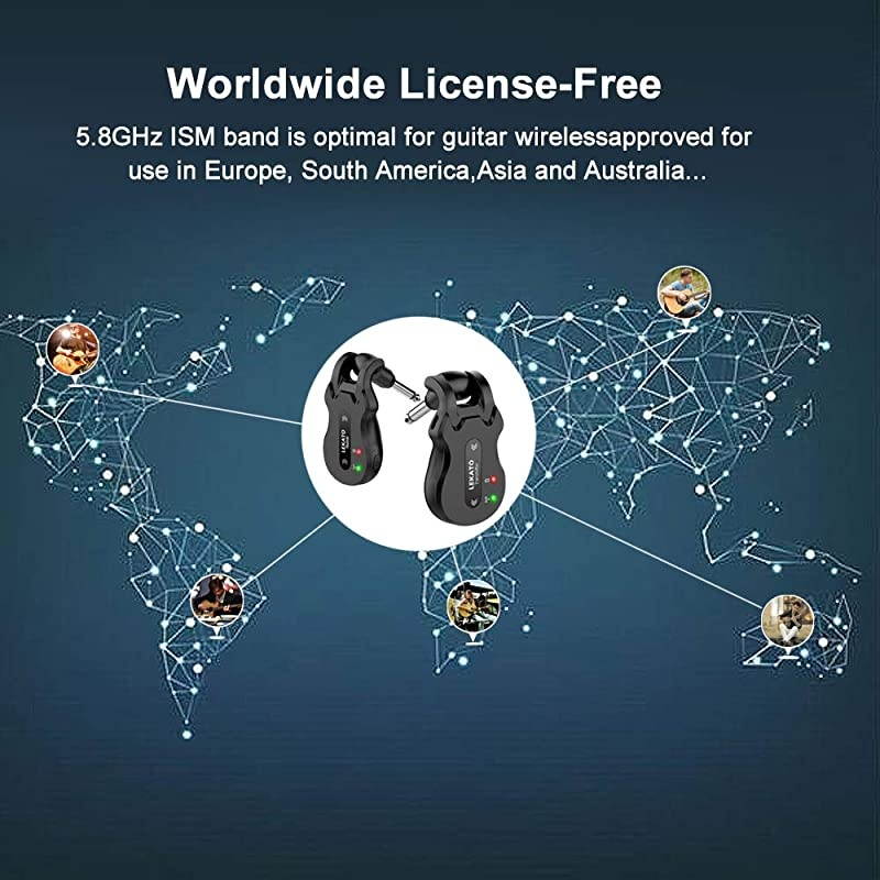 5.8Hz Wireless Guitar System Wireless Audio Electric Guitar Transmitter Receiver 4 Channels Transmission Range High Frequency Battery Rechargeable