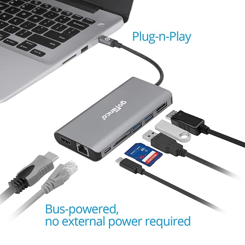 USB-C to Dual 4K DisplayPort MST Adapter Splitter, 4K @30Hz, USB Type C to Displayport Multi Monitor Converter, Thunderbolt 3 Compatible, for Windows PCs, NOT Mac, (DP Alternate Mode Required)