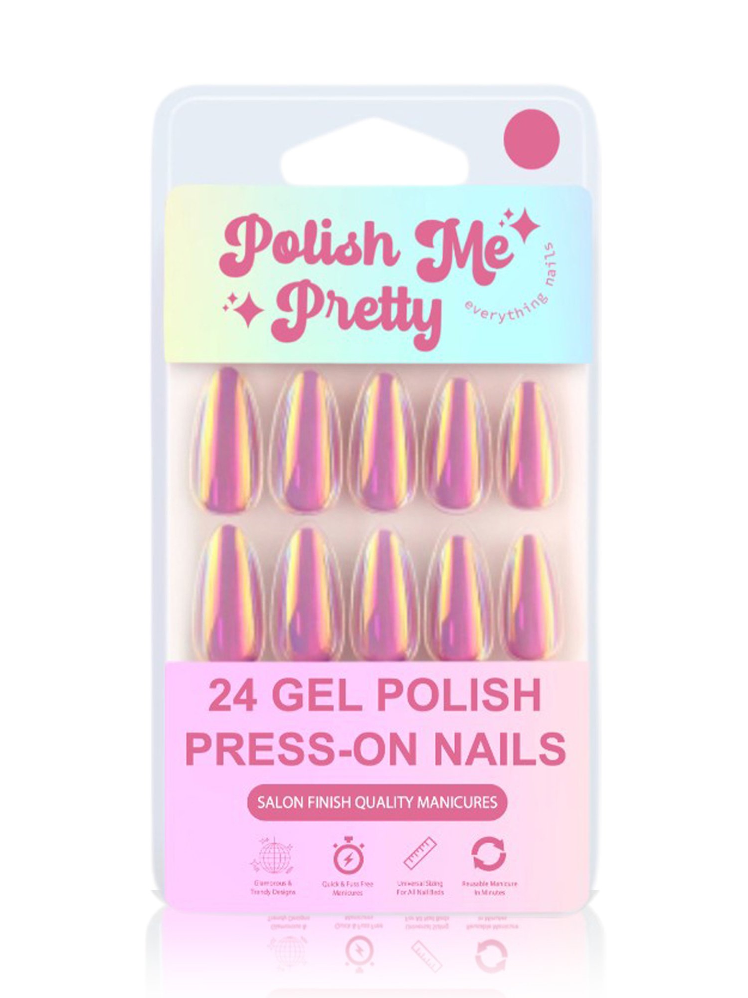Polish Me Pretty Gel Polish Press On Nails Tyrian - Set of 24