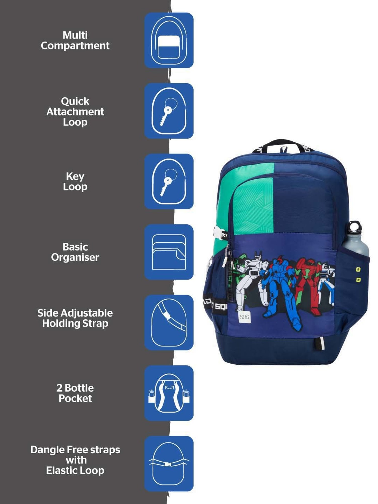 Wiki 40 Ltrs Navy Medium Backpack
