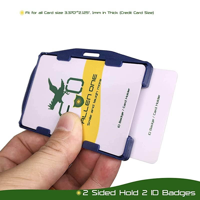 10 Pack Navy Blue 2 Sided ID Badge Holder Horizontal or Veritcal Hold 2 Cards