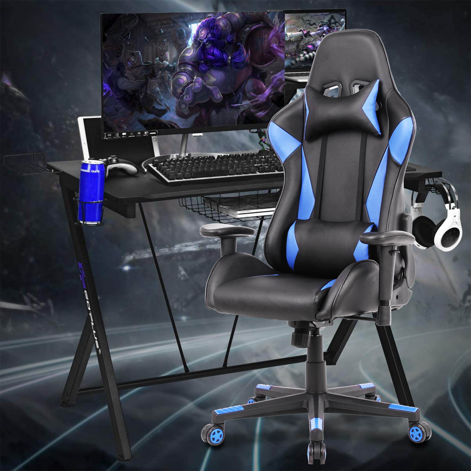 Gaming Chair High Back Reclining Computer Desk Chair Ergonomic Backrest Executive Office Chair, Red