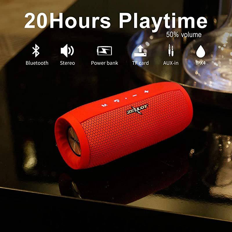 WirlessBluetooth Speakers Portable 20W Bass  S16 MusicUnicorn Loud Stereo Sound & Handfree Calling,External Charger 4000mAh Battery Compatible with iPhone, Samsung, Huawei - Red