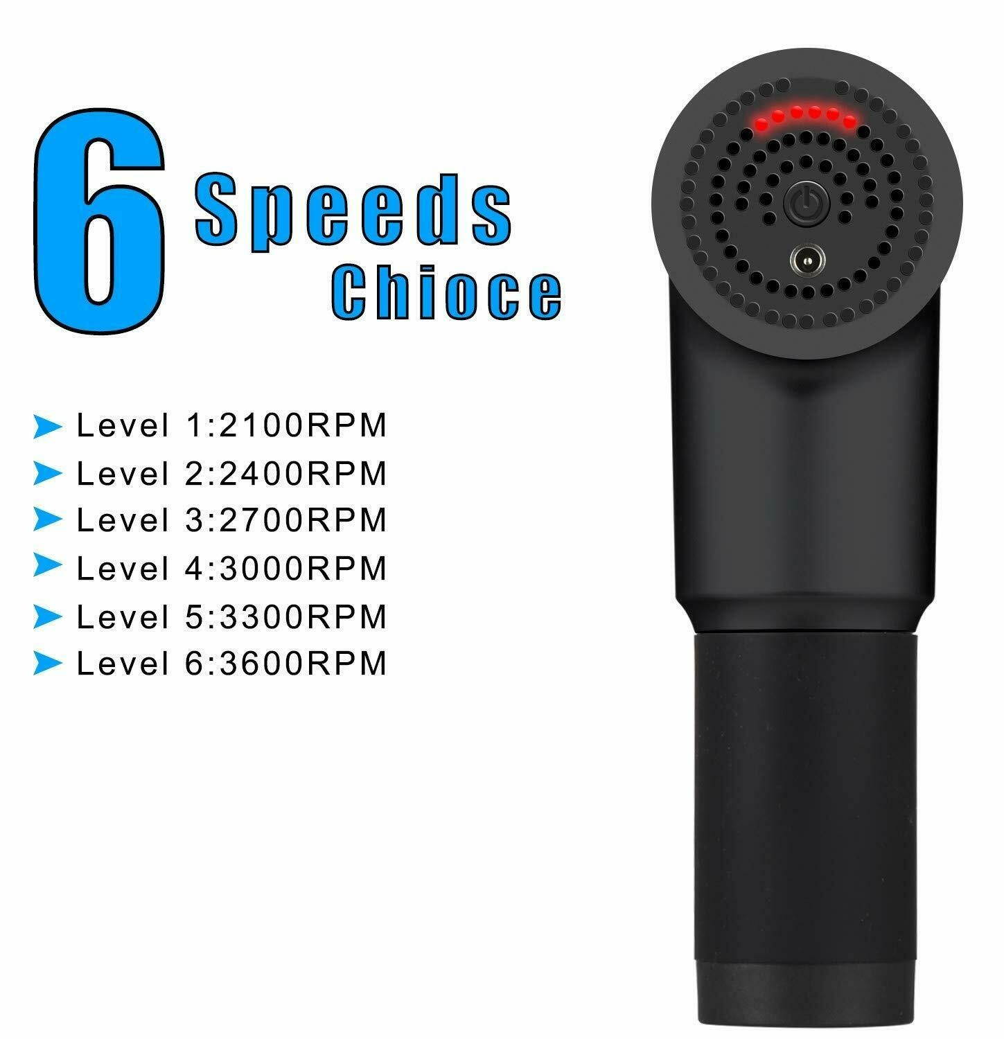 Massage  Percussion Massager Deep Tissue Muscle Vibrng Relaxing + 4 Heads