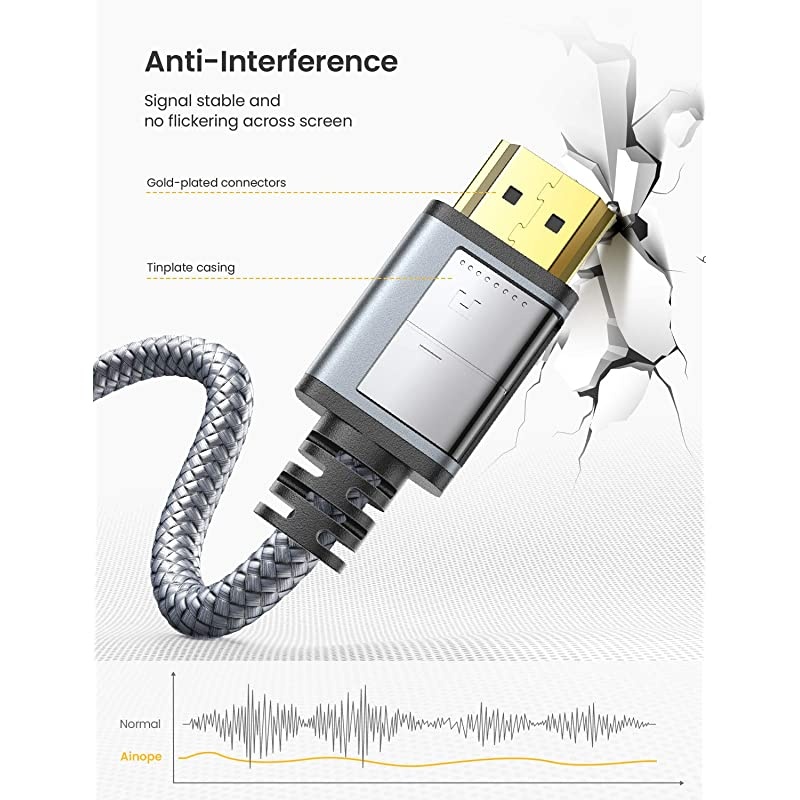 4K 60Hz HDMI Cable 6ft  High Speed 18Gbps HDMI 20 Cable 30AWG 3D 2160p 1080p Ethernet Nylon Braided HDMI Cord Compatible Audio ReturnARC UHD TV Box PS43 4K Fire Netflix LG Samsung