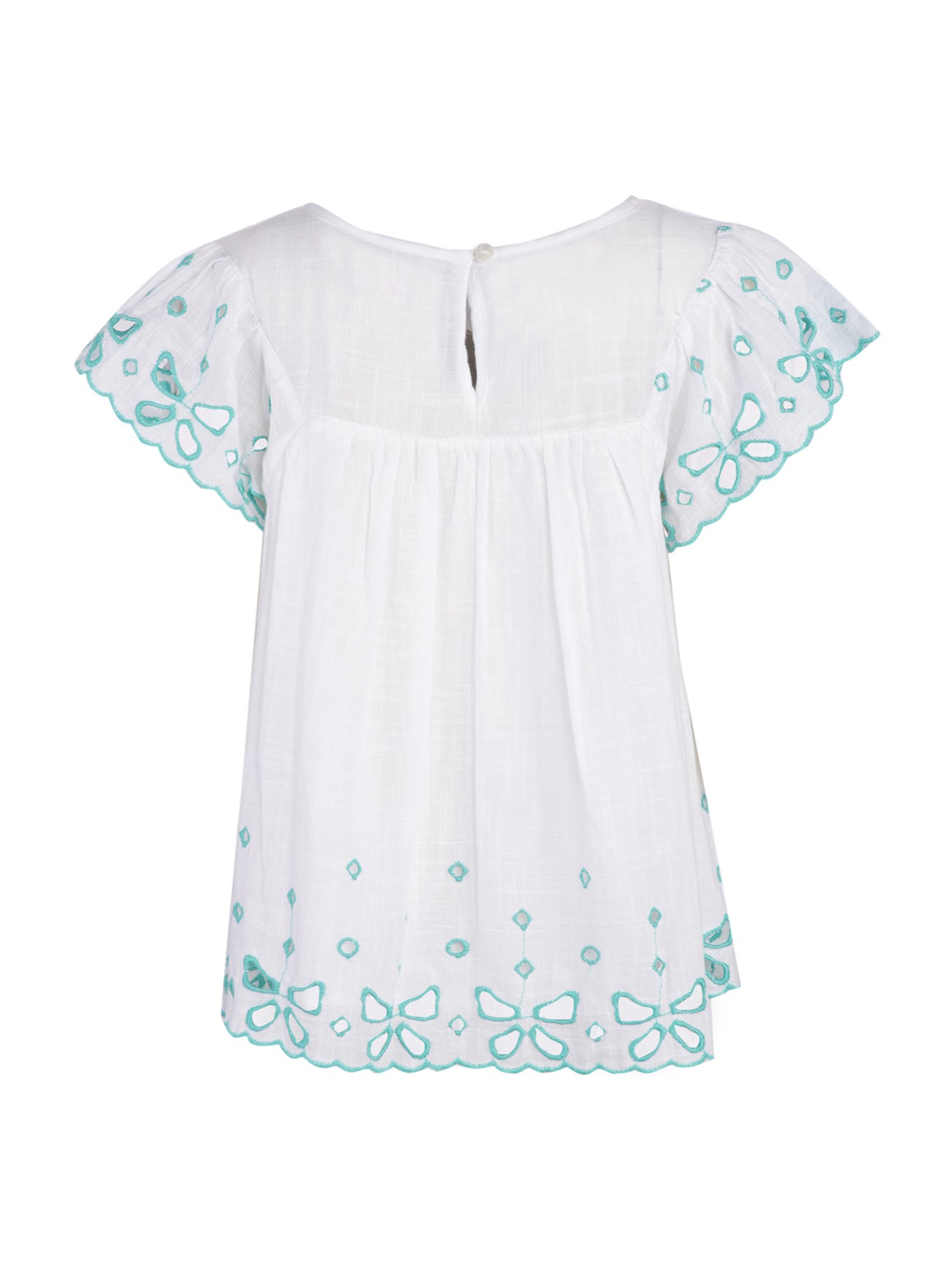 A Little Fable Kids Butterfly White Cotton Embroidered Top