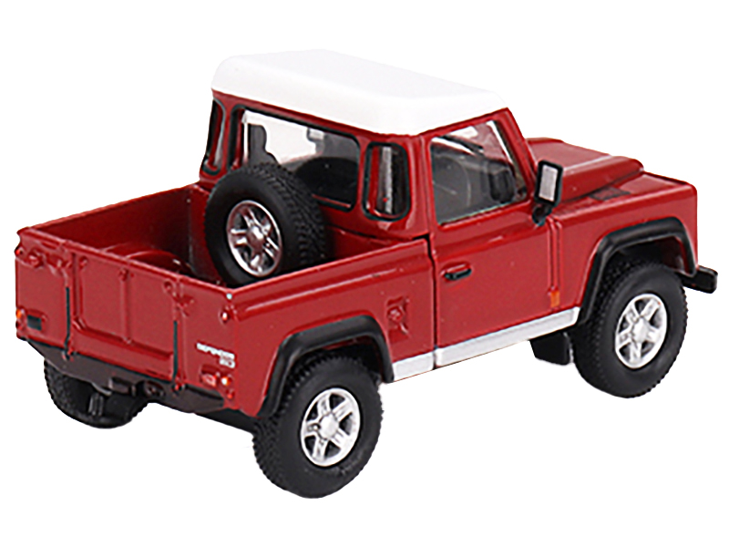 Land Rover Defender 90 Pickup Truck White with Blue Stripes Limited Edition to 3000 pieces Worldwide 1/64 Diecast Model Car by Mini GT