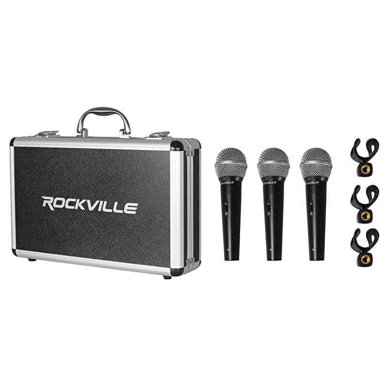 RMC3PK 3 Pack Metal Wired VocalInstrumentDJ Microphones+Metal Case