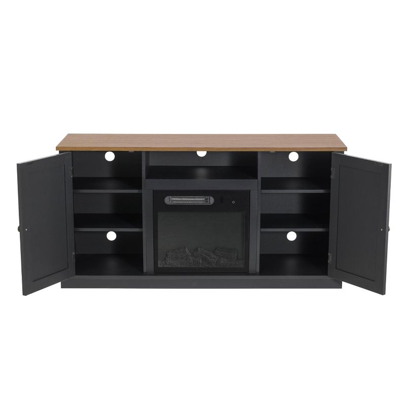 54" TV Stand For TVs up to 60" with Electric Fireplace Charcoal - Home Essentials