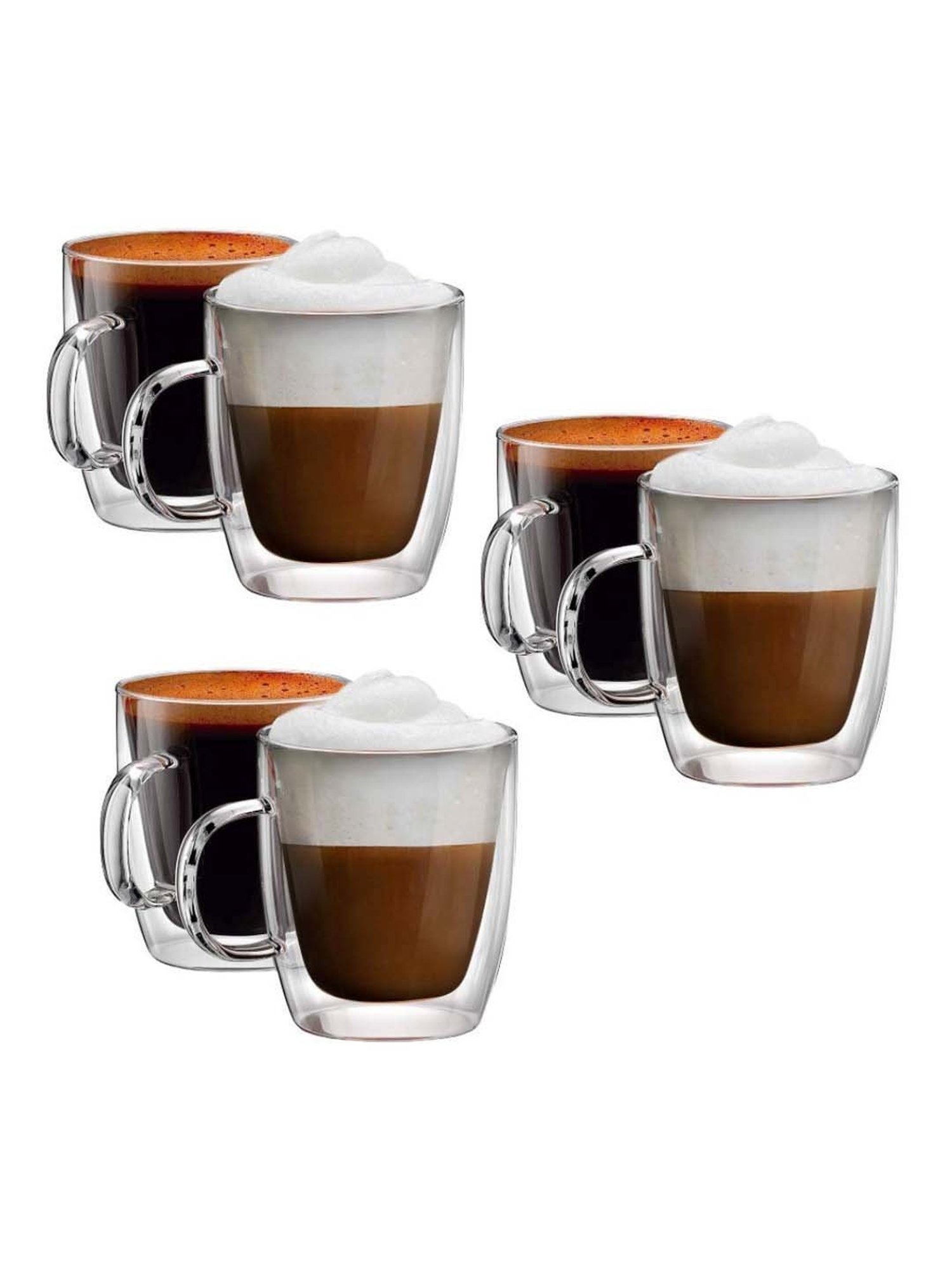 Femora Transparent Crystal Glass Coffee Mugs (170 ml) - Set of 6
