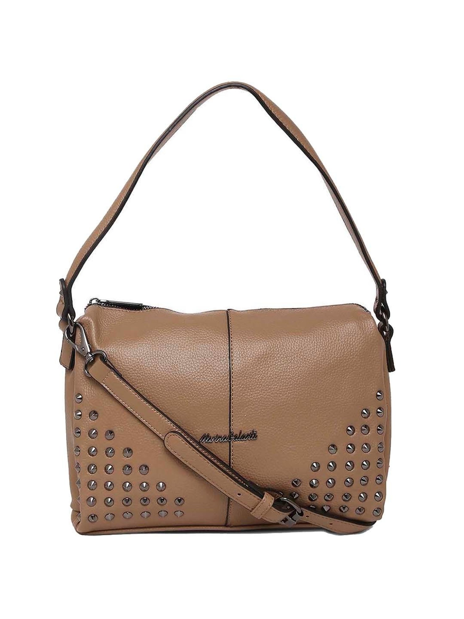 Marina Galanti Brown Rivets Medium Baguette Bag