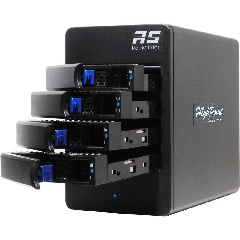 HighPoint 4-Bay Tower Enclosure - 4 x HDD Supported - 40 TB Supported HDD Capacity - Serial ATA Controller - RAID Supported 0, 1, 5, JBOD