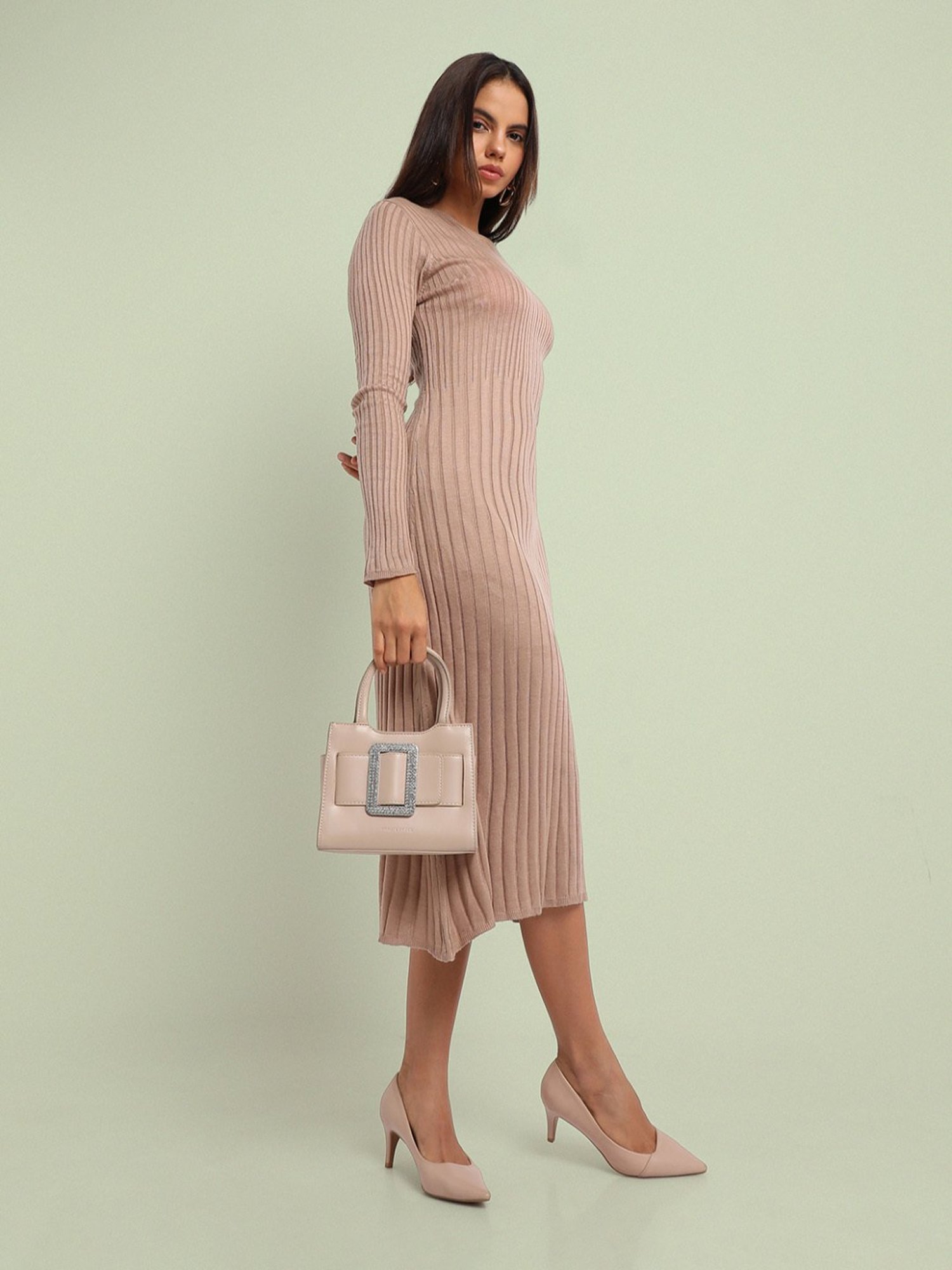 HauteSauce Beige Medium Leather Mini Handbag