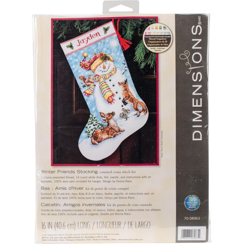 Dimensions Counted Cross Stitch Kit 16" Long-Winter Friends Stocking (14 Count)