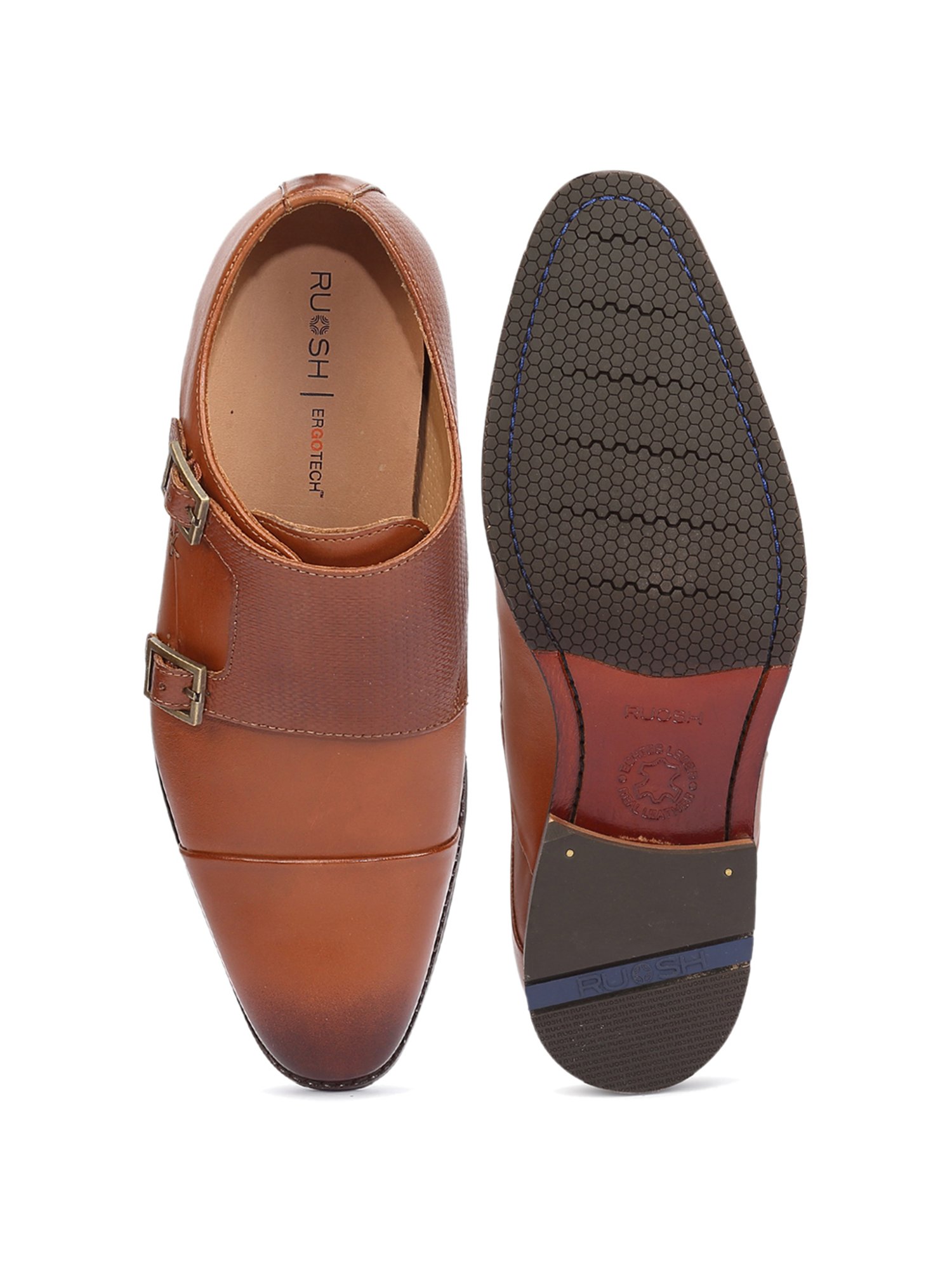 Ruosh Men's Manchester Tan Monk Shoes