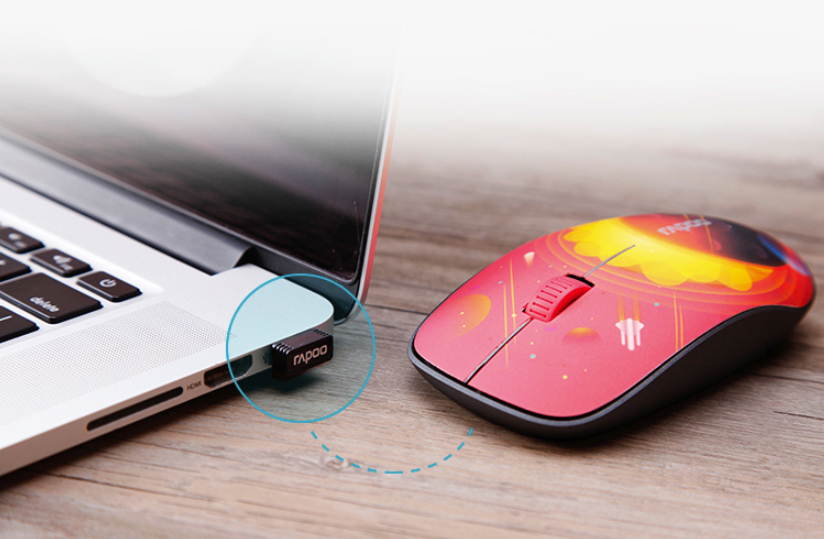 Rapoo M200  Ergonomic Design, Ultra-thin and Portable Colorful Exterior 2.4GHz Wireless Quiet Clicking Mouse For Office And Game - Blue