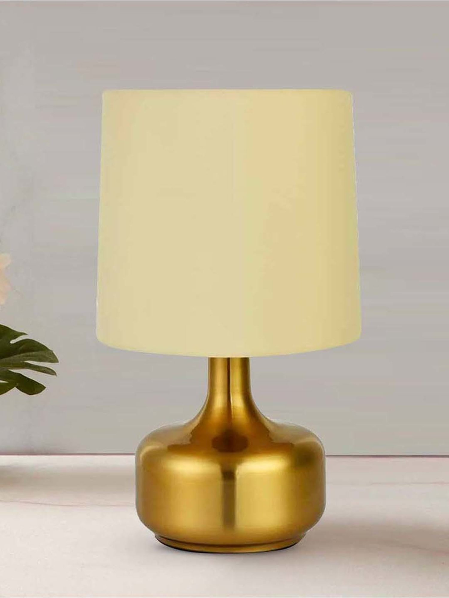@home Nilkamal Gold Metal Metalia Triangular Shaped Table Lamp
