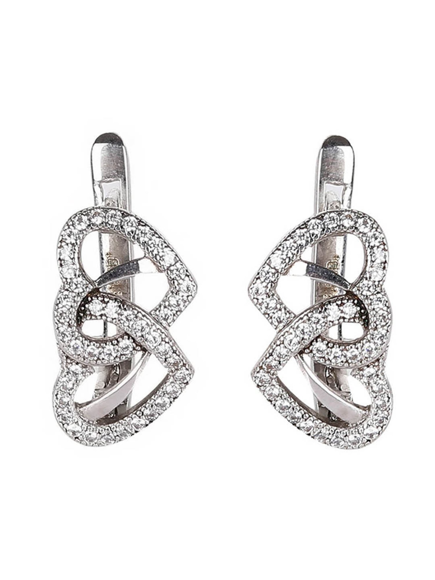 The Real Effect London 800 Silver Heart Earrings for Women