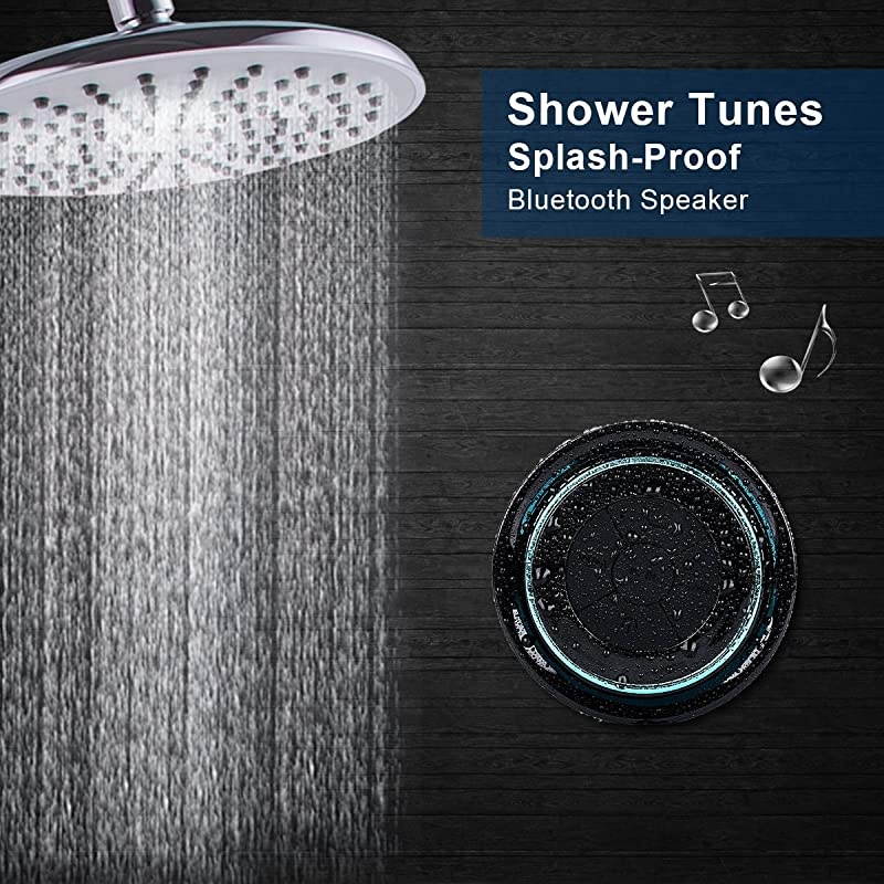 Bluetooth Shower Speakers  Portable Wireless Waterproof Speaker with FM Radio amp Suction Cup Pairs Easily to Your Bluetooth Devices Phones Tablets Computer Black amp Blue