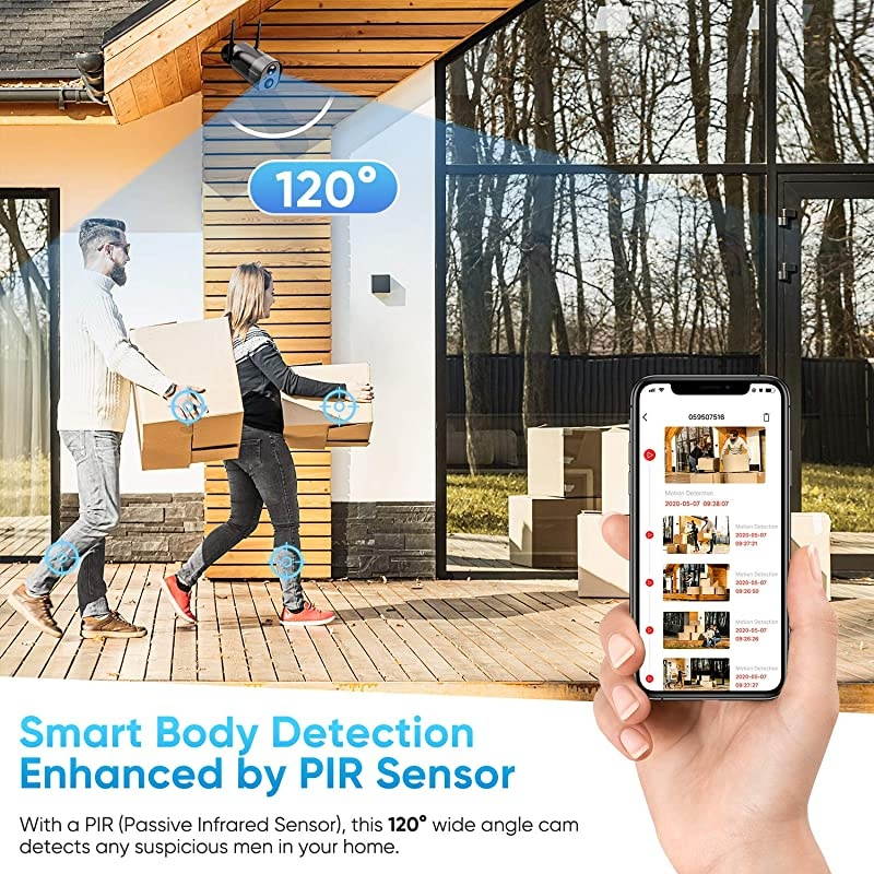Wireless Outdoor Security Camera,  Rechargeable Battery Powered Home Security Camera, 1080P WiFi IP Camera with PIR Motion Detection,Night Vision,2-Way Audio and Waterproof,Cloud/SD Storage