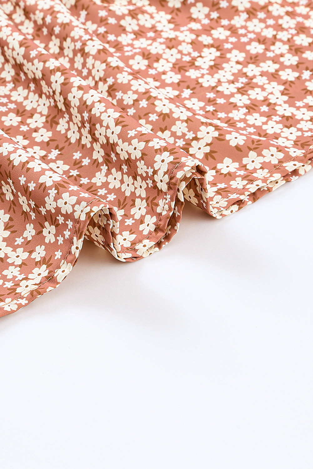 Rose Tan Solid Self Tied Straps Pleated Wide Leg Jumpsuit