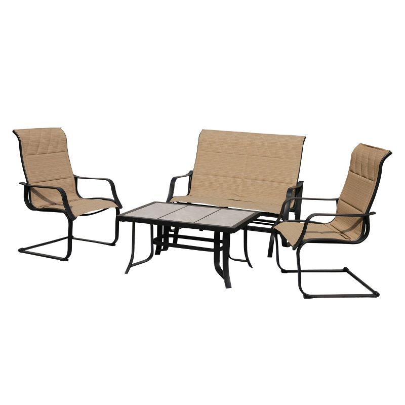 4pc Conversation Steel Patio Seating Sets Cream - Lokatse