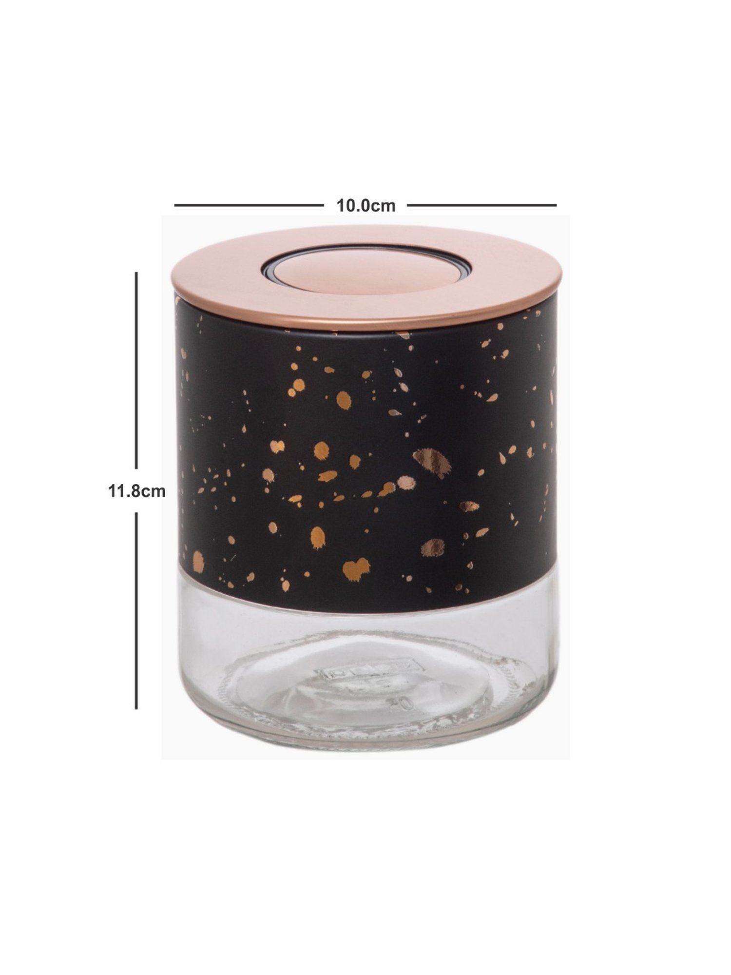 White Gold Black Glass Storage Jar with Lid (0.38L)