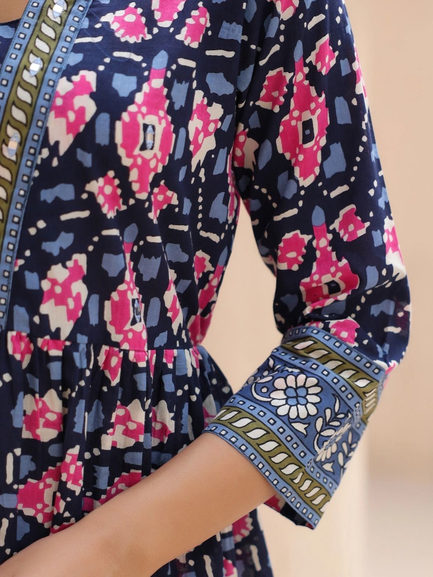 Rain and Rainbow Blue Cotton Printed Top