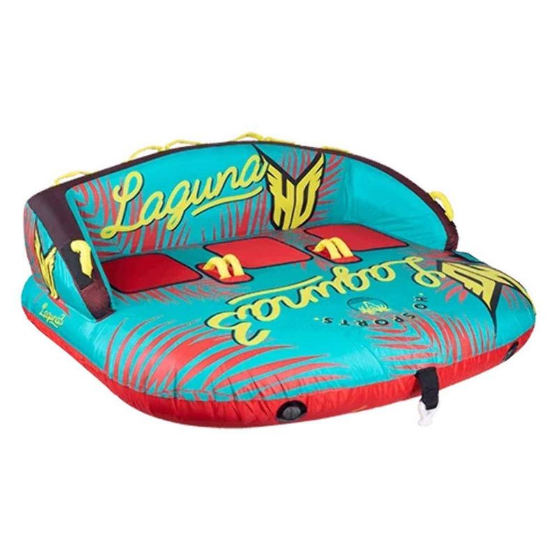 HO Sports Laguna 3-Person Multi-Directional Ride-On Chariot and Couch Style Towable Tube with Attachments