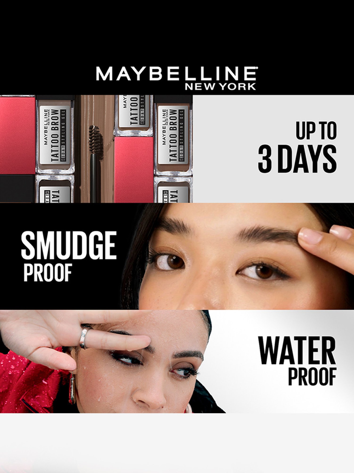 Maybelline New York Tattoo Brow 3 Day Styling Brow Gel - Grey Brown,6ml