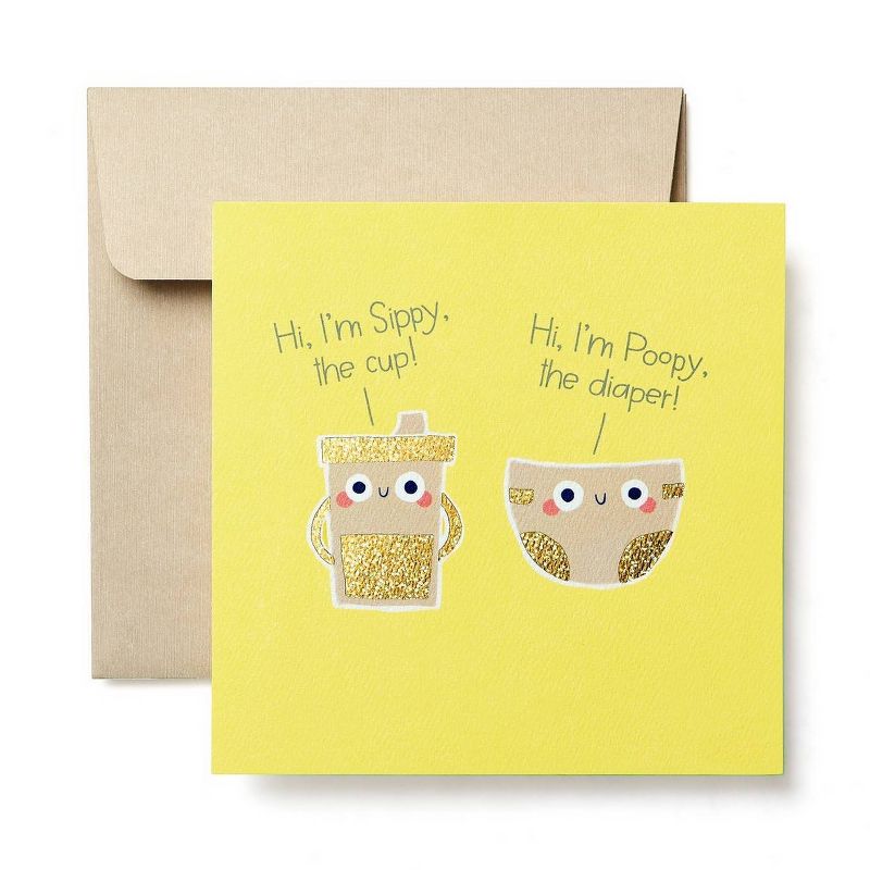 Funny Sippy and Poopy New Baby Congratulations Greeting Card