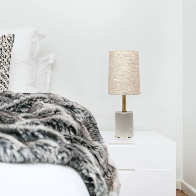 Concrete Table Lamp with Linen Shade Antique Brass - Lalia Home