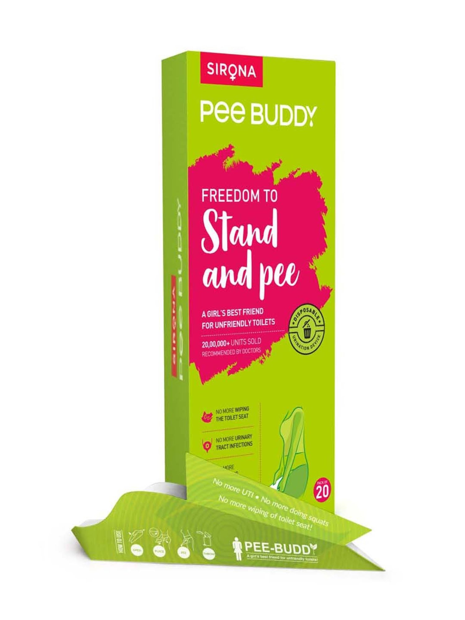 Pee Buddy Stand and Pee Disposable Female Urination Funnel - 20 Pcs