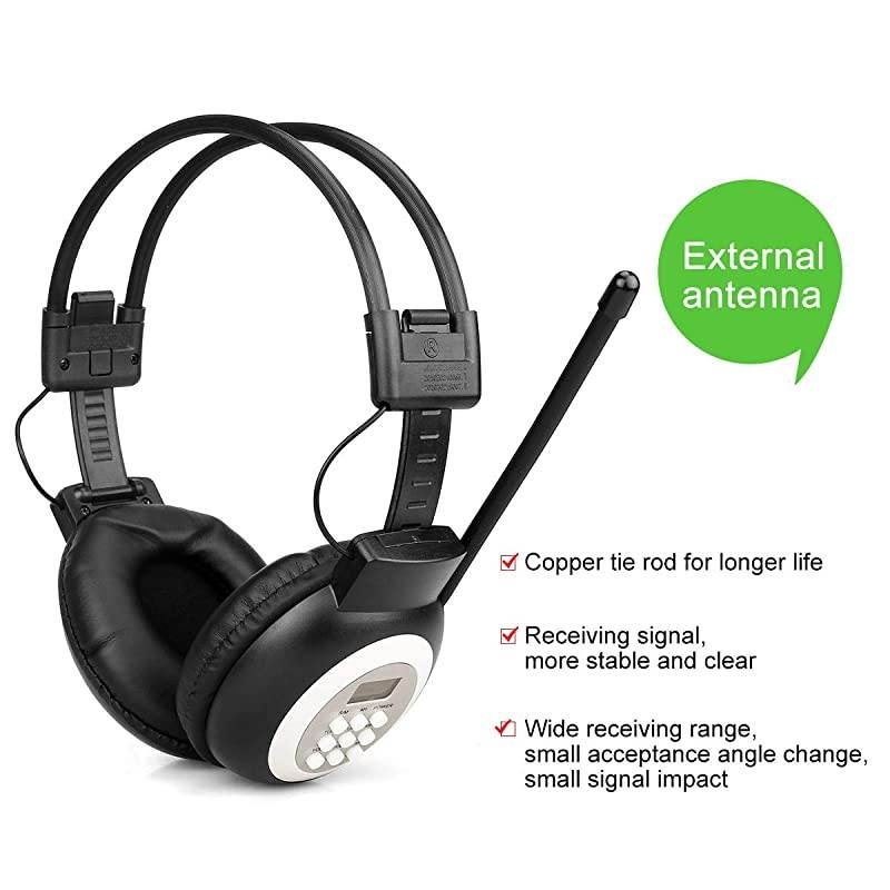 TR101 FM Radio Stereo, Portable Personal FM Radio Earmuffs, Digital FM Radio for Mowing, Walking, Riding, Powered by AA Battery (Black)