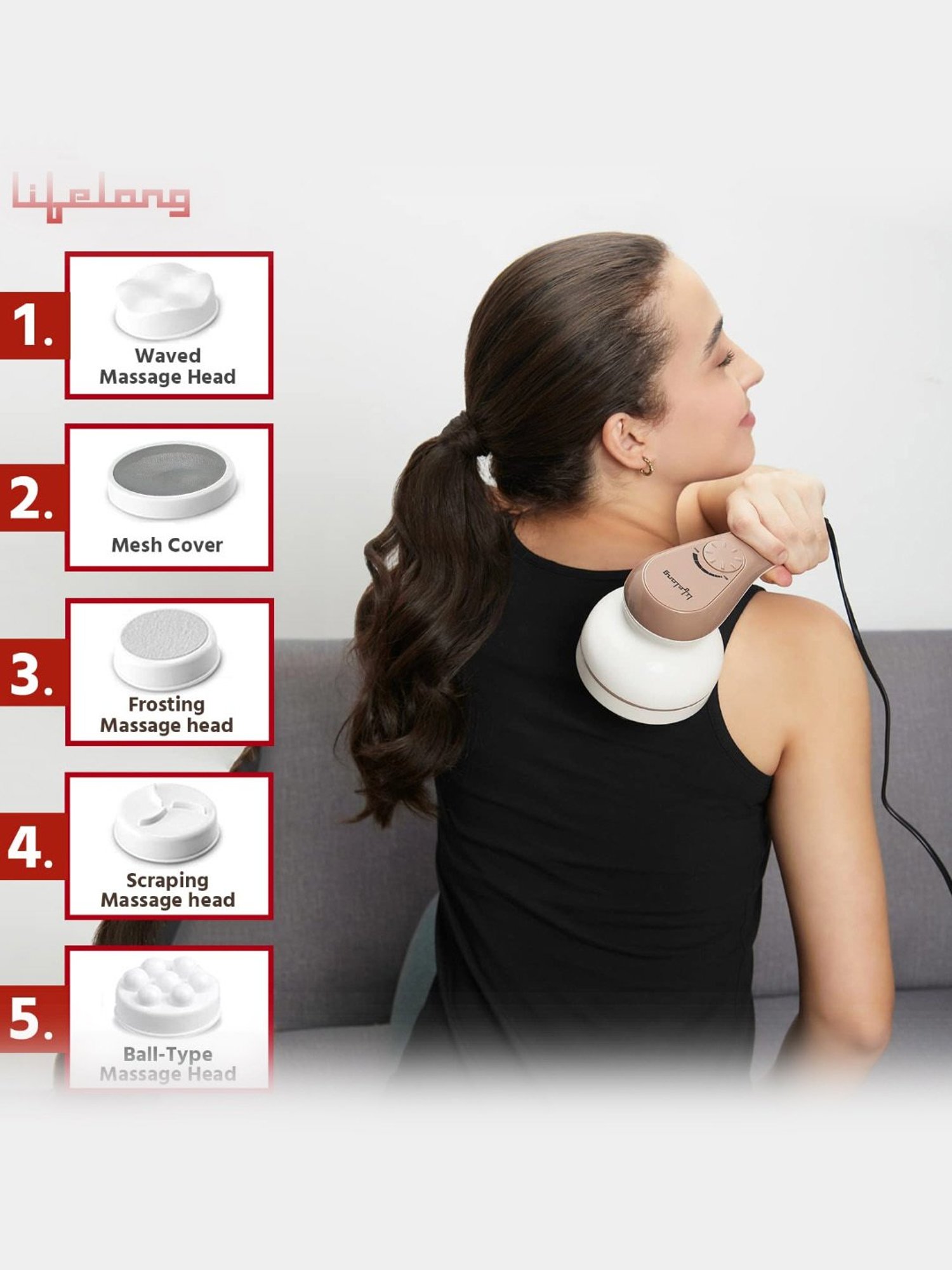 Lifelong LLM270 Electric Handheld Full Body Massager (Brown)