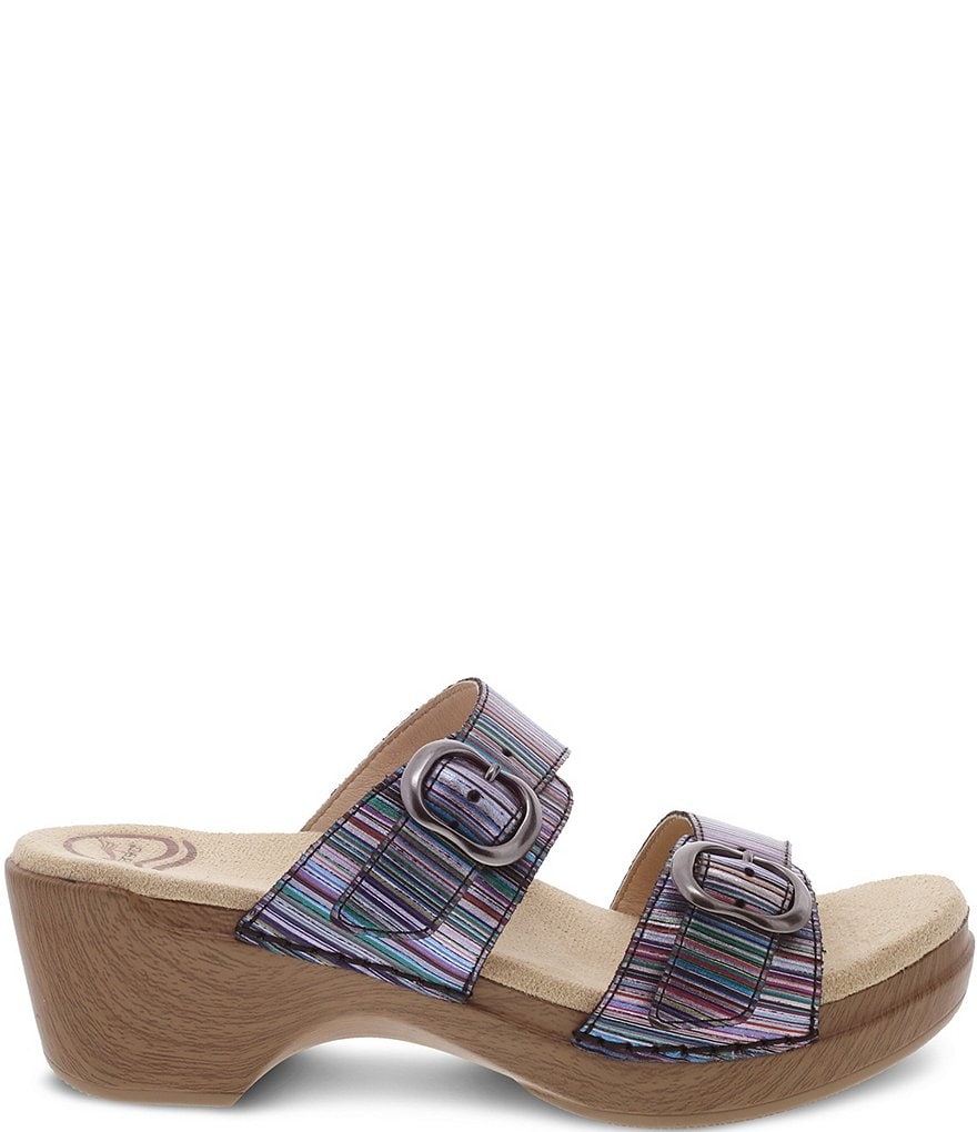 Dansko Sophie Metallic Stripe Leather Slide Sandals