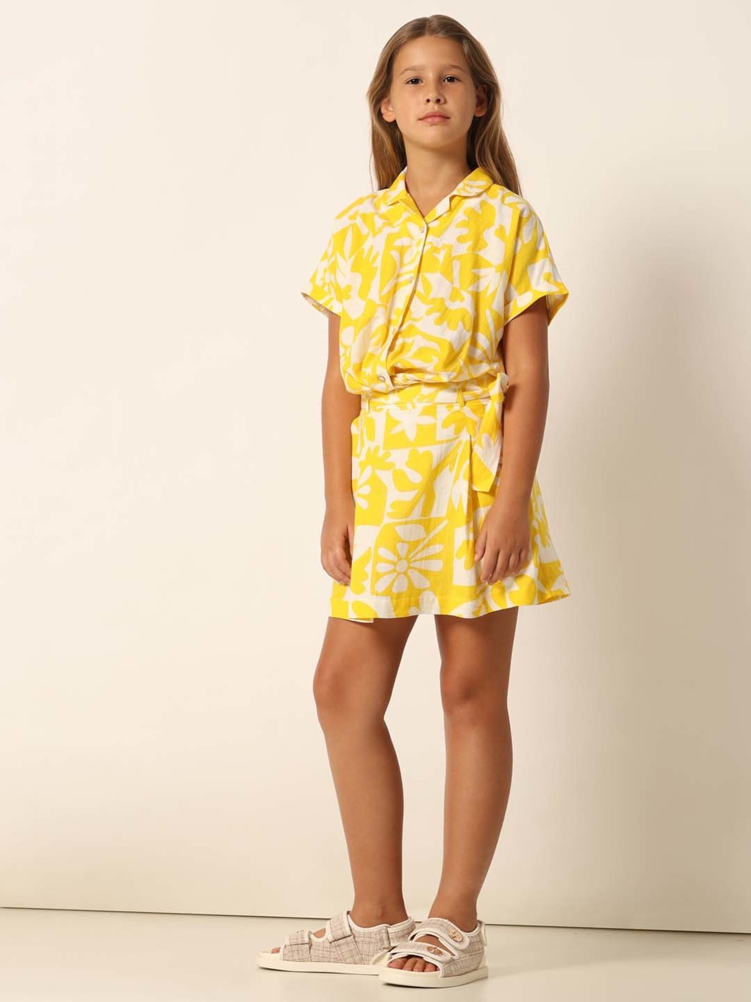 VERO MODA GIRL Yellow & White Printed Shirt