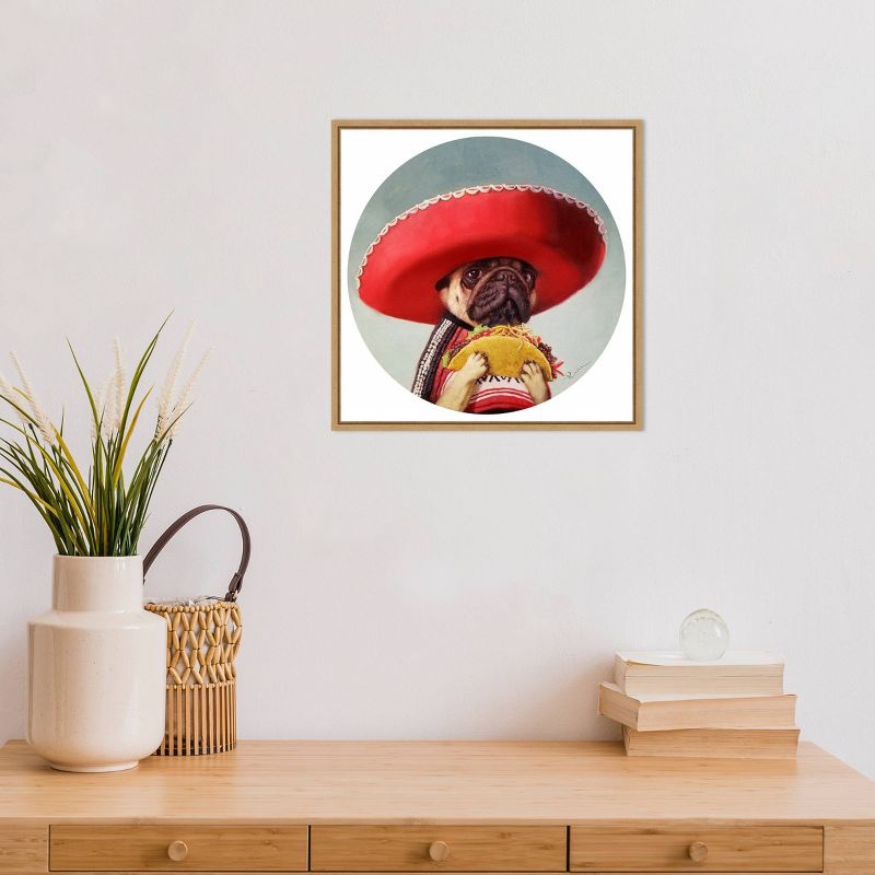 16" x 16" Mi Taco Mi Amigo Dog by Lucia Heffernan Framed Wall Canvas - Amanti Art