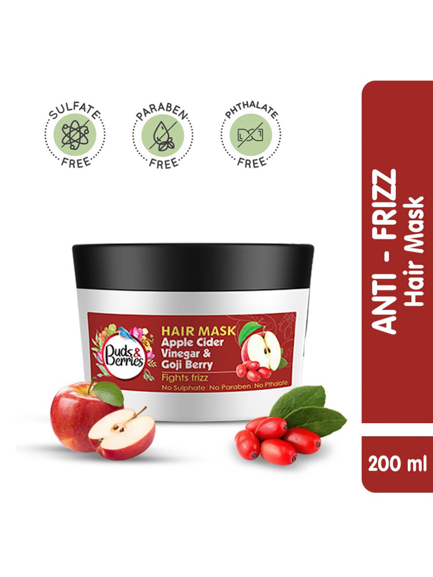 Buds & Berries Apple Cider Vinegar & Goji Berry Fights Frizz Hair Mask - 200 ml