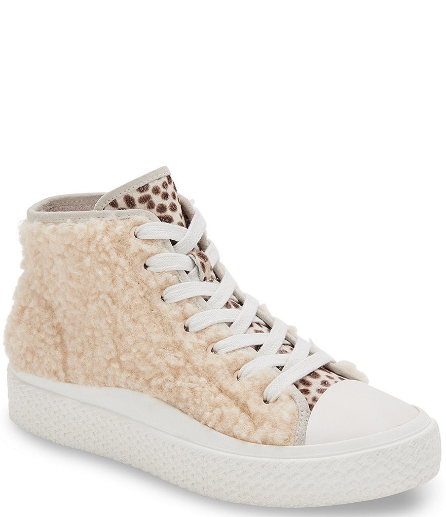 Dolce Vita Veola Plush Faux Shearling And Calf Hair High Top Sneakers