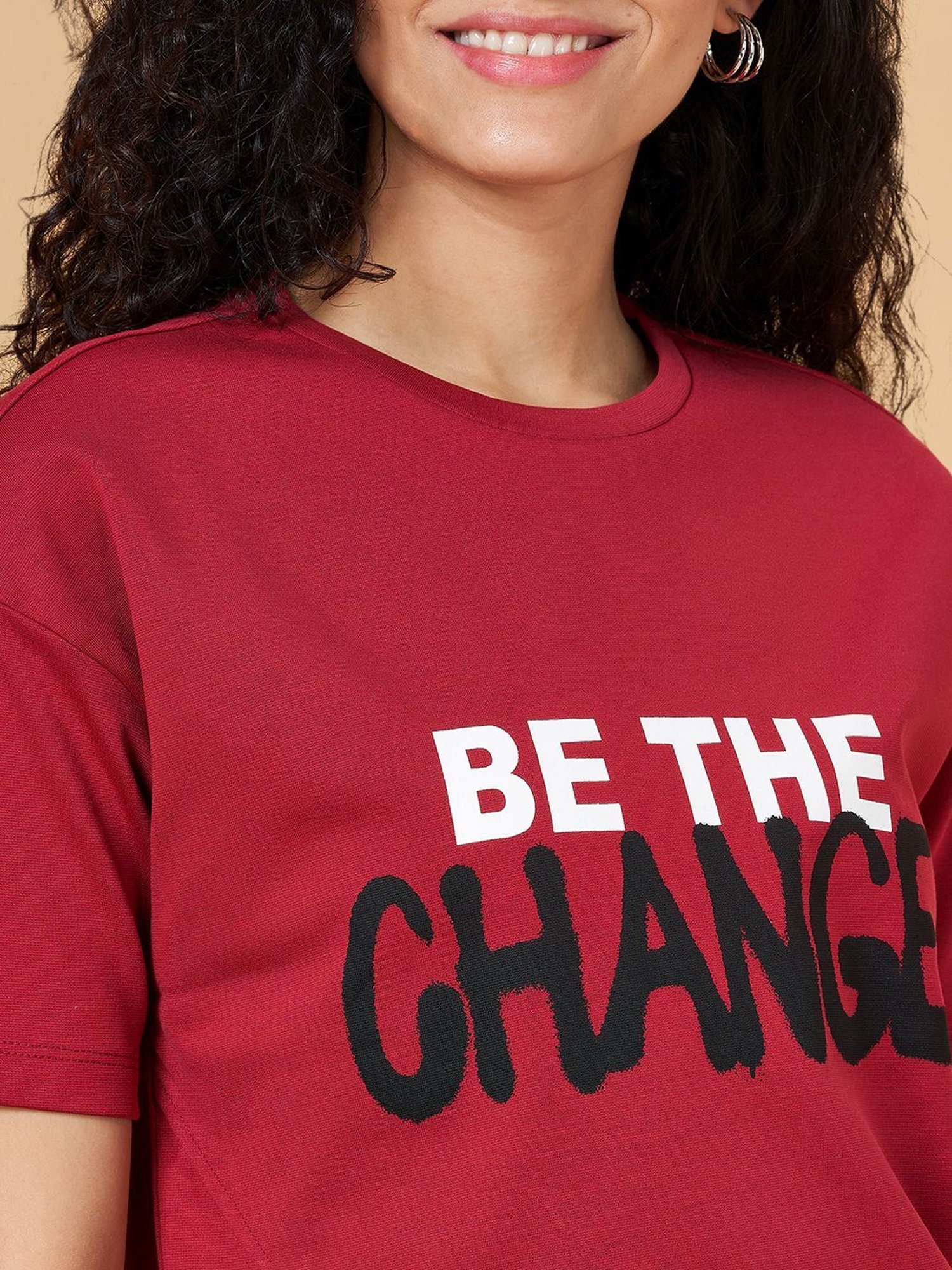 People by Pantaloons Maroon Graphic Print Top