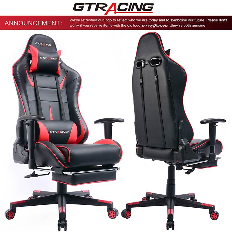 GTRACING Big and Tall Gaming Chair with Footrest Heavy Duty Adjustable Recliner with Headrest Lumbar Support Pillow High Back Ergonomic Leather Racing Computer Desk Executive Office Chair