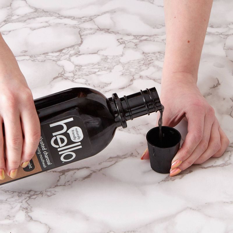 Hello Activated Charcoal Natural Fresh Mint + Coconut Oil Mouthwash - 16 fl oz