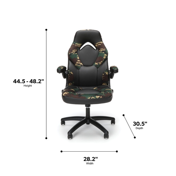 OFM Essentials Collection Racing Style Bonded Leather Gaming Chair, in Arctic Camo (ESS-3085-ARC)